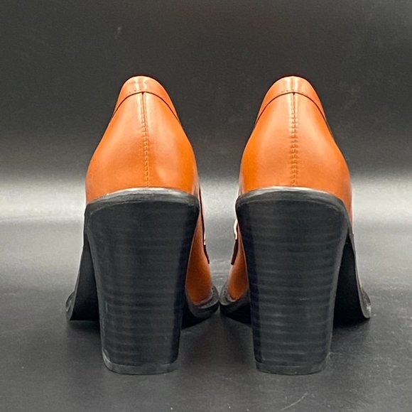 A YDN Brown Chunky High Heels Round Toe Work Pumps - Picture 7 of 10